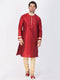 VASTRAMAY Men's Maroon Silk Blend Kurta and Pyjama Set